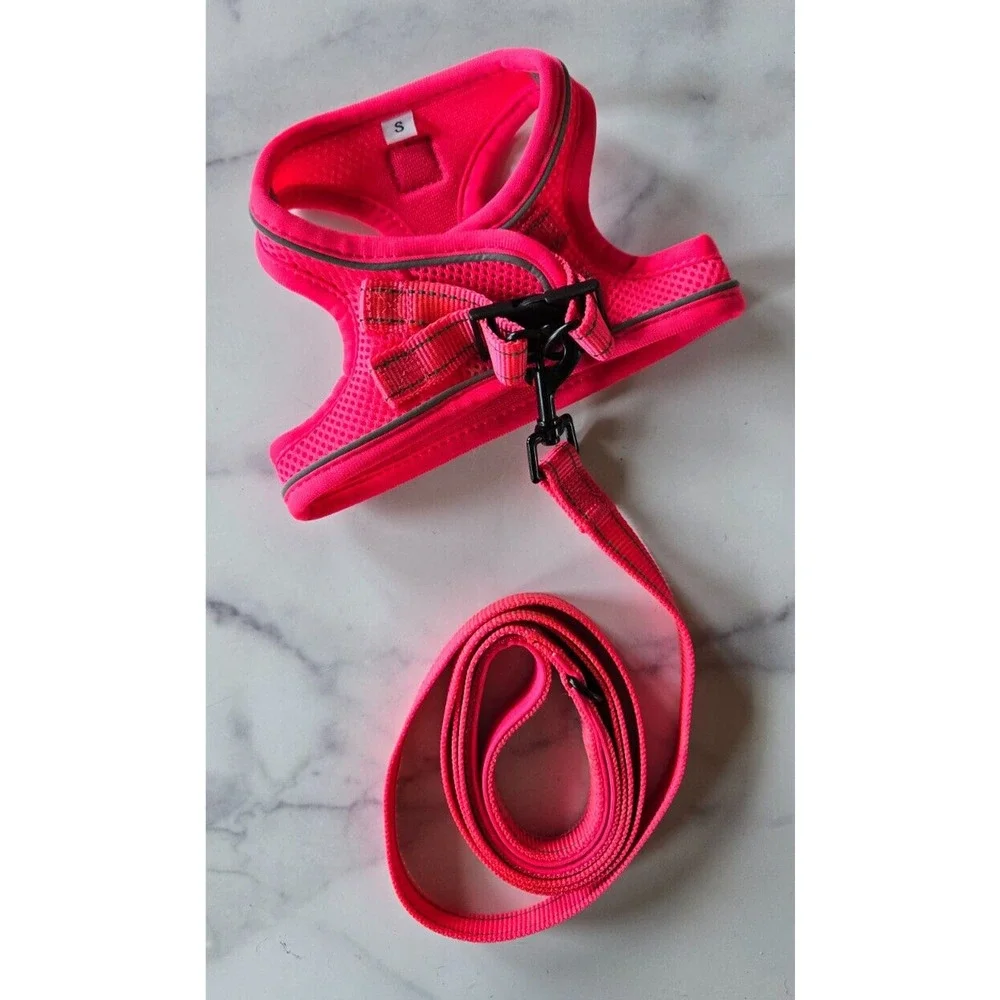 Bella & Pal Dog Step-in Harness Leash Set Small Hot Pink OxyMesh Hook Loop Puppy